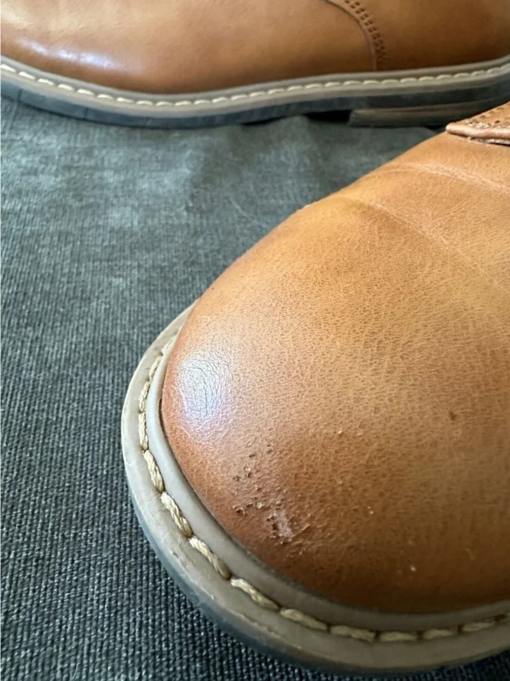 Kenneth Cole Kids Cognac Tan Faux Leather Oxford Lace-Up Shoes Man Made